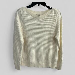 L.L. Bean Ladies Basket weave boat neck sweater medium fishermen's cabin core